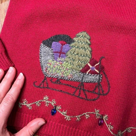 Woolrich Embroidered Sleigh Wool/Cotton Blend Christmas Holiday Sweater MP - Picture 3 of 10